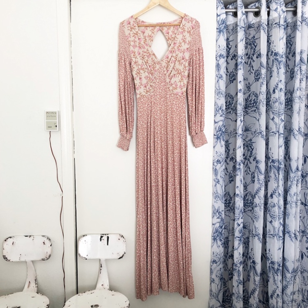 Free People Pink Floral Long Sleeve Maxi Dress - Picture 2 of 5